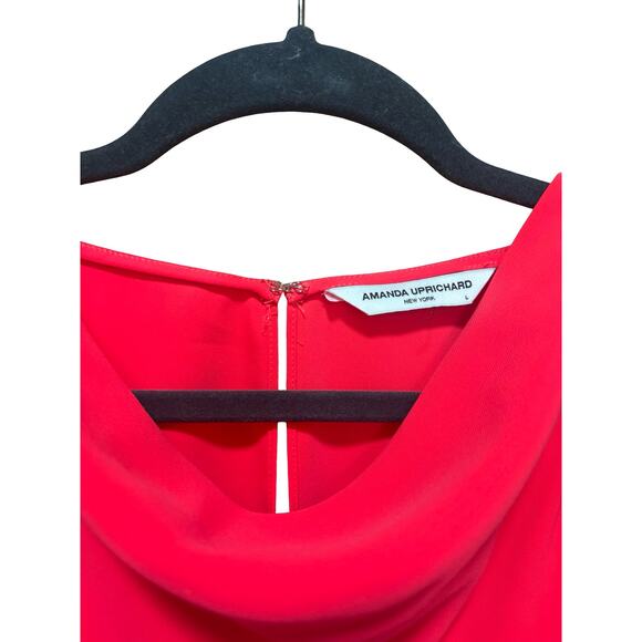 Amanda Uprichard Elondra Electric Rouge Midi Dress Wedding Guest Size Large - Picture 5 of 7